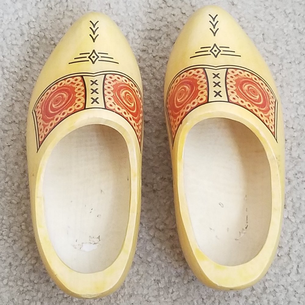 Traditional Yellow Dutch Wooden Shoes